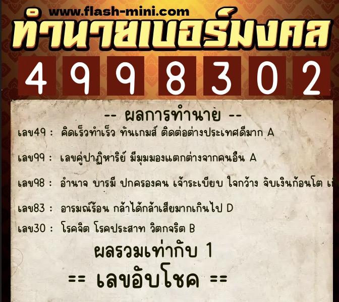 ทำนายเบอร์มงคล 0XX-4998302 ทำนายเบอร์มงคล หมายเลข 080-499830 ทำนายเบอร์มงคล 0XX-4998302 ทำนายเบอร์มงคล หมายเลข 080-499830