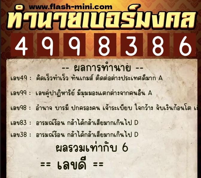 ทำนายเบอร์มงคล 0XX-4998386 ทำนายเบอร์มงคล หมายเลข 094-499838 ทำนายเบอร์มงคล 0XX-4998386 ทำนายเบอร์มงคล หมายเลข 094-499838