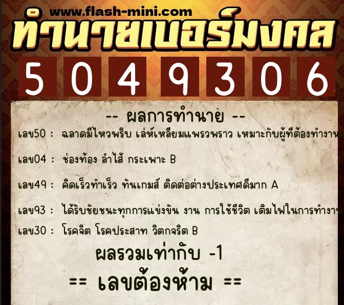 ทำนายเบอร์มงคล 0XX-5049306 ทำนายเบอร์มงคล หมายเลข 099-504930 ทำนายเบอร์มงคล 0XX-5049306 ทำนายเบอร์มงคล หมายเลข 099-504930