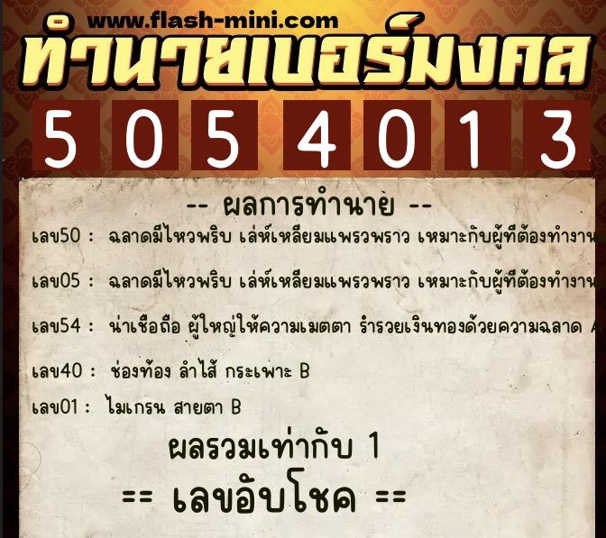 ทำนายเบอร์มงคล 0XX-5054013 ทำนายเบอร์มงคล หมายเลข 096-505401 ทำนายเบอร์มงคล 0XX-5054013 ทำนายเบอร์มงคล หมายเลข 096-505401