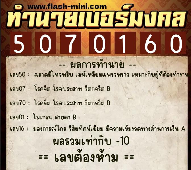 ทำนายเบอร์มงคล 0XX-5070160 ทำนายเบอร์มงคล หมายเลข 096-507016 ทำนายเบอร์มงคล 0XX-5070160 ทำนายเบอร์มงคล หมายเลข 096-507016