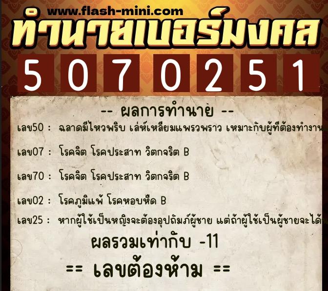 ทำนายเบอร์มงคล 0XX-5070251 ทำนายเบอร์มงคล หมายเลข 062-507025 ทำนายเบอร์มงคล 0XX-5070251 ทำนายเบอร์มงคล หมายเลข 062-507025