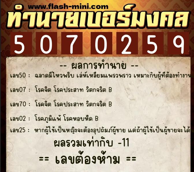 ทำนายเบอร์มงคล 0XX-5070259 ทำนายเบอร์มงคล หมายเลข 090-507025 ทำนายเบอร์มงคล 0XX-5070259 ทำนายเบอร์มงคล หมายเลข 090-507025