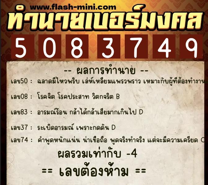 ทำนายเบอร์มงคล 0XX-5083749 ทำนายเบอร์มงคล หมายเลข 095-508374 ทำนายเบอร์มงคล 0XX-5083749 ทำนายเบอร์มงคล หมายเลข 095-508374