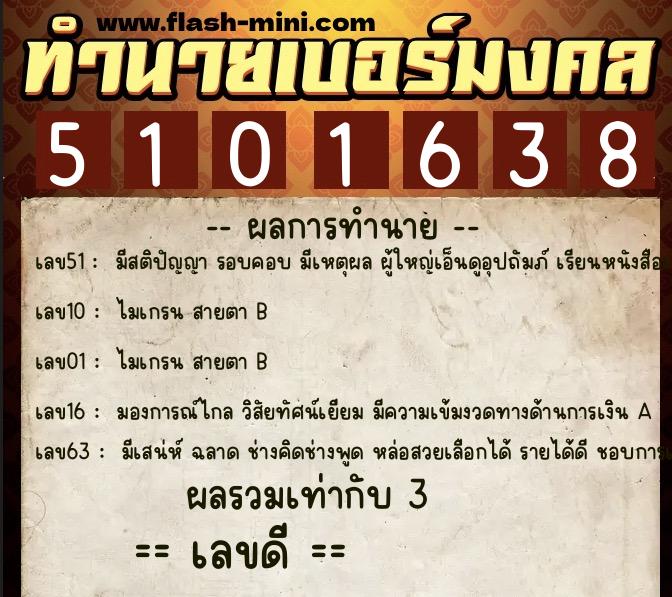 ทำนายเบอร์มงคล 0XX-5101638 ทำนายเบอร์มงคล หมายเลข 068-510163 ทำนายเบอร์มงคล 0XX-5101638 ทำนายเบอร์มงคล หมายเลข 068-510163