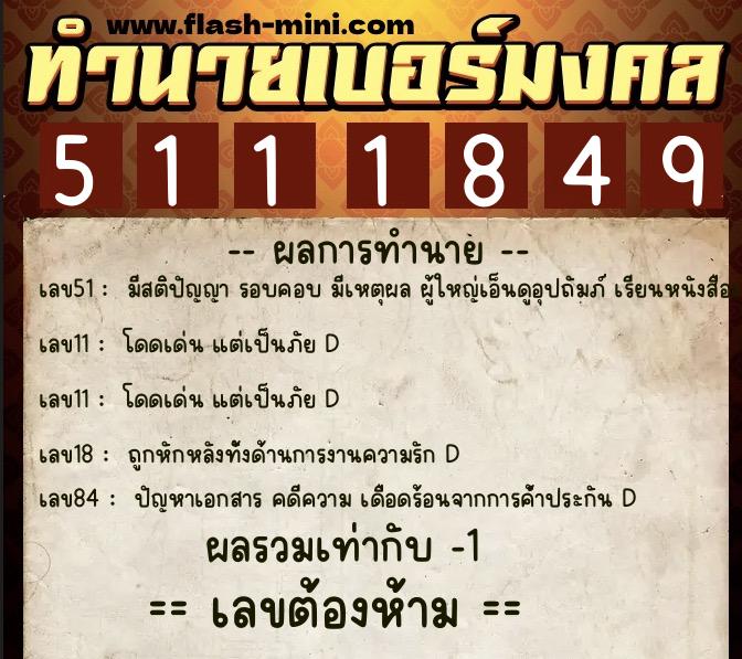 ทำนายเบอร์มงคล 0XX-5111849 ทำนายเบอร์มงคล หมายเลข 083-511184 ทำนายเบอร์มงคล 0XX-5111849 ทำนายเบอร์มงคล หมายเลข 083-511184