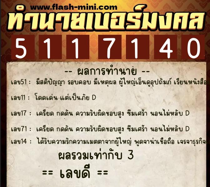 ทำนายเบอร์มงคล 0XX-5117140 ทำนายเบอร์มงคล หมายเลข 066-511714 ทำนายเบอร์มงคล 0XX-5117140 ทำนายเบอร์มงคล หมายเลข 066-511714