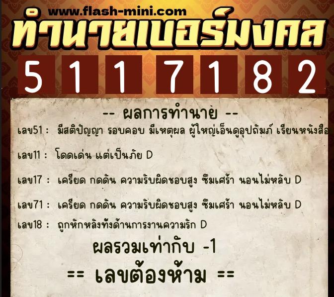ทำนายเบอร์มงคล 0XX-5117182 ทำนายเบอร์มงคล หมายเลข 088-511718 ทำนายเบอร์มงคล 0XX-5117182 ทำนายเบอร์มงคล หมายเลข 088-511718