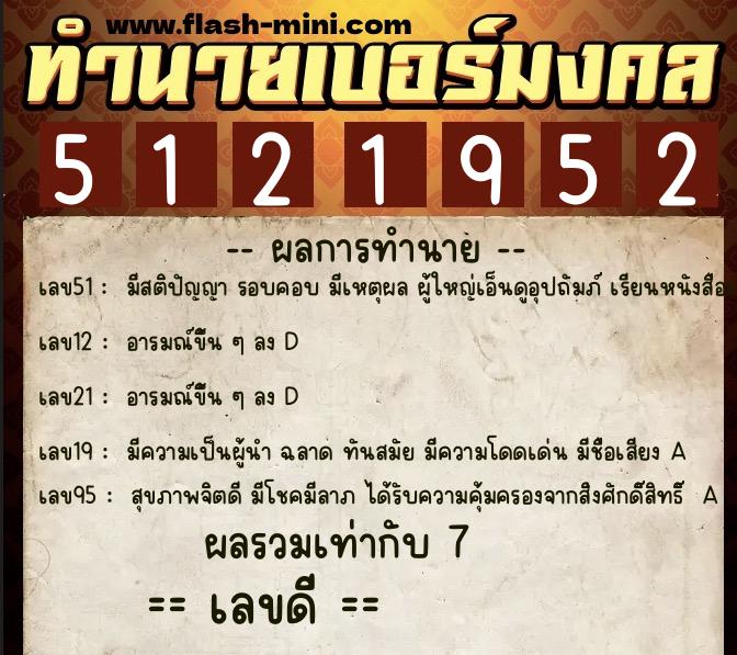 ทำนายเบอร์มงคล 0XX-5121952 ทำนายเบอร์มงคล หมายเลข 066-512195 ทำนายเบอร์มงคล 0XX-5121952 ทำนายเบอร์มงคล หมายเลข 066-512195