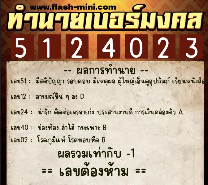 ทำนายเบอร์มงคล 0XX-5124023 ทำนายเบอร์มงคล หมายเลข 083-512402 ทำนายเบอร์มงคล 0XX-5124023 ทำนายเบอร์มงคล หมายเลข 083-512402