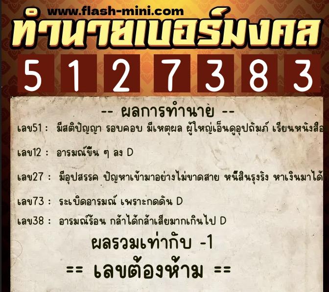 ทำนายเบอร์มงคล 0XX-5127383 ทำนายเบอร์มงคล หมายเลข 090-512738 ทำนายเบอร์มงคล 0XX-5127383 ทำนายเบอร์มงคล หมายเลข 090-512738
