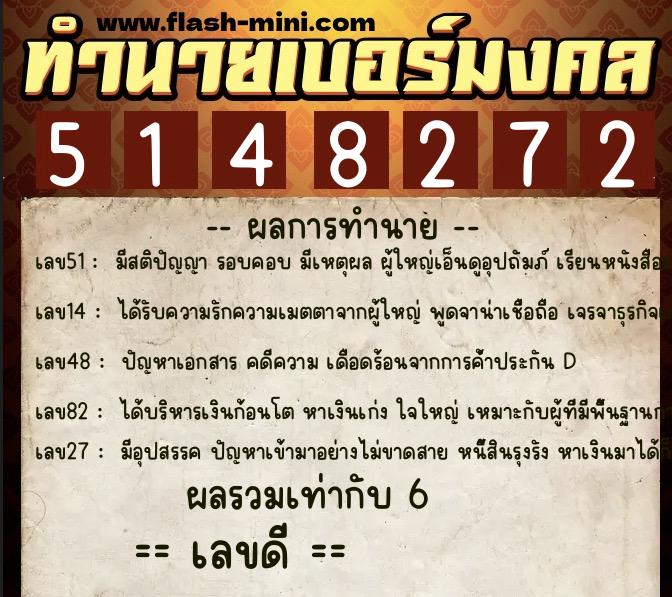 ทำนายเบอร์มงคล 0XX-5148272 ทำนายเบอร์มงคล หมายเลข 099-514827 ทำนายเบอร์มงคล 0XX-5148272 ทำนายเบอร์มงคล หมายเลข 099-514827