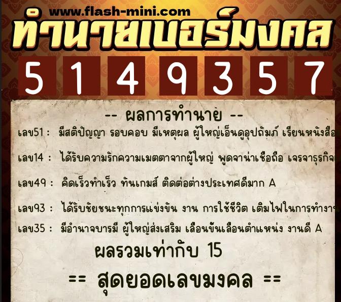 ทำนายเบอร์มงคล 0XX-5149357 ทำนายเบอร์มงคล หมายเลข 084-514935 ทำนายเบอร์มงคล 0XX-5149357 ทำนายเบอร์มงคล หมายเลข 084-514935