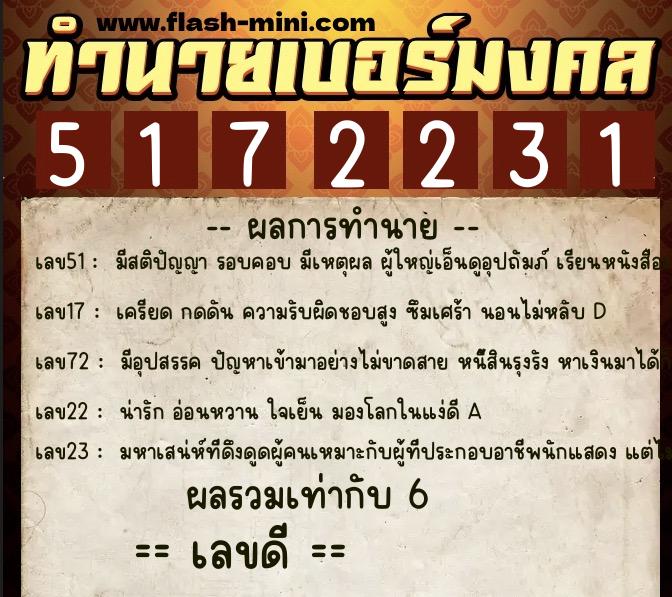 ทำนายเบอร์มงคล 0XX-5172231 ทำนายเบอร์มงคล หมายเลข 089-517223 ทำนายเบอร์มงคล 0XX-5172231 ทำนายเบอร์มงคล หมายเลข 089-517223