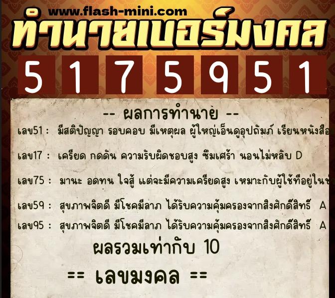 ทำนายเบอร์มงคล 0XX-5175951 ทำนายเบอร์มงคล หมายเลข 084-517595 ทำนายเบอร์มงคล 0XX-5175951 ทำนายเบอร์มงคล หมายเลข 084-517595