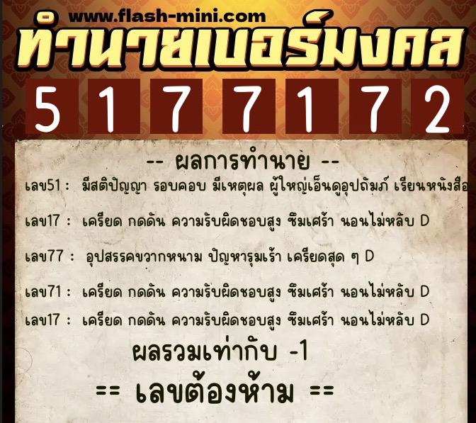 ทำนายเบอร์มงคล 0XX-5177172 ทำนายเบอร์มงคล หมายเลข 092-517717 ทำนายเบอร์มงคล 0XX-5177172 ทำนายเบอร์มงคล หมายเลข 092-517717