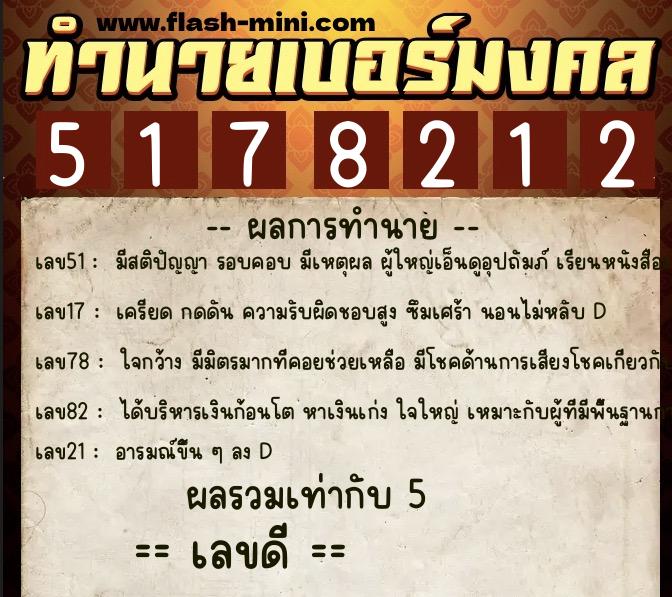 ทำนายเบอร์มงคล 0XX-5178212 ทำนายเบอร์มงคล หมายเลข 083-517821 ทำนายเบอร์มงคล 0XX-5178212 ทำนายเบอร์มงคล หมายเลข 083-517821