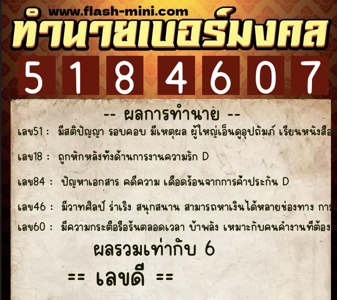 ทำนายเบอร์มงคล 0XX-5184607 ทำนายเบอร์มงคล หมายเลข 082-518460 ทำนายเบอร์มงคล 0XX-5184607 ทำนายเบอร์มงคล หมายเลข 082-518460