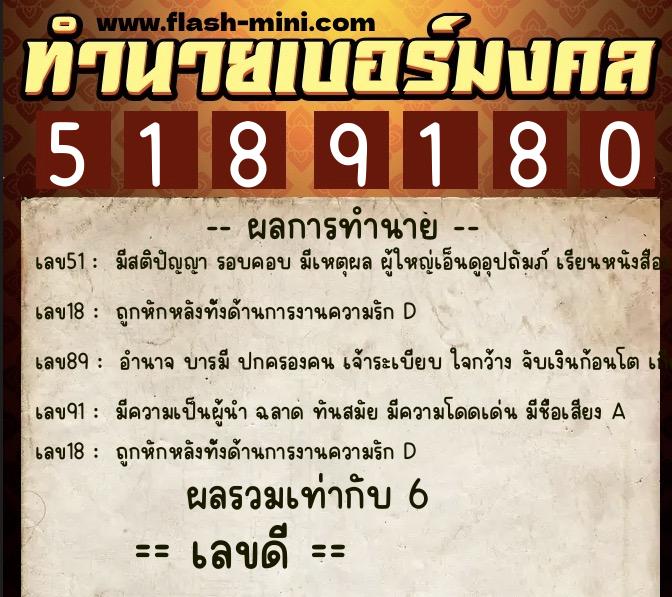 ทำนายเบอร์มงคล 0XX-5189180 ทำนายเบอร์มงคล หมายเลข 069-518918 ทำนายเบอร์มงคล 0XX-5189180 ทำนายเบอร์มงคล หมายเลข 069-518918