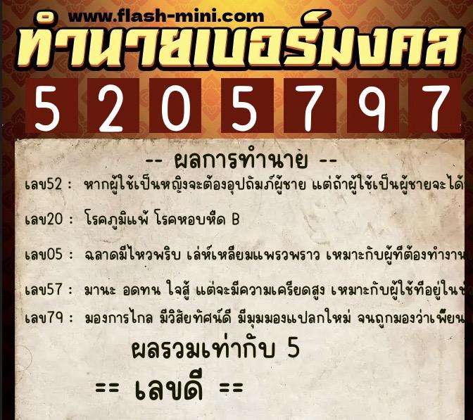 ทำนายเบอร์มงคล 0XX-5205797 ทำนายเบอร์มงคล หมายเลข 087-520579 ทำนายเบอร์มงคล 0XX-5205797 ทำนายเบอร์มงคล หมายเลข 087-520579