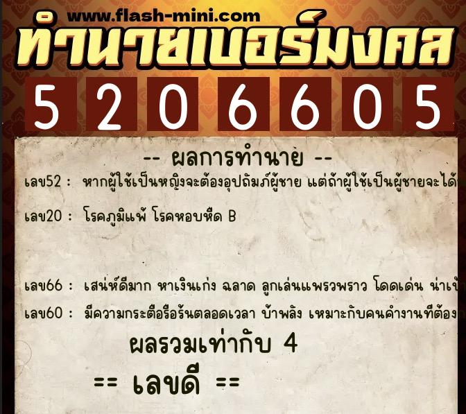 ทำนายเบอร์มงคล 0XX-5206605 ทำนายเบอร์มงคล หมายเลข 065-520660 ทำนายเบอร์มงคล 0XX-5206605 ทำนายเบอร์มงคล หมายเลข 065-520660