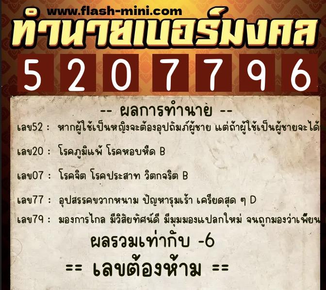 ทำนายเบอร์มงคล 0XX-5207796 ทำนายเบอร์มงคล หมายเลข 095-520779 ทำนายเบอร์มงคล 0XX-5207796 ทำนายเบอร์มงคล หมายเลข 095-520779