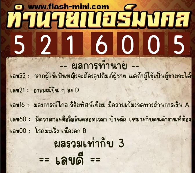 ทำนายเบอร์มงคล 0XX-5216005 ทำนายเบอร์มงคล หมายเลข 084-521600 ทำนายเบอร์มงคล 0XX-5216005 ทำนายเบอร์มงคล หมายเลข 084-521600