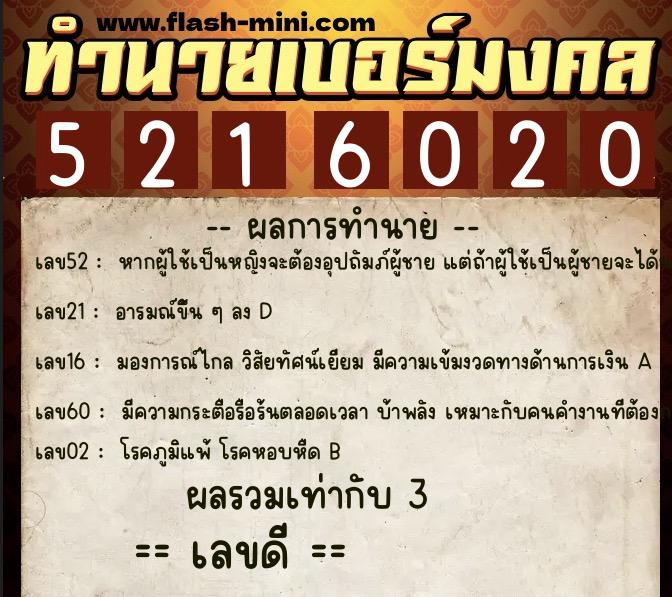 ทำนายเบอร์มงคล 0XX-5216020 ทำนายเบอร์มงคล หมายเลข 087-521602 ทำนายเบอร์มงคล 0XX-5216020 ทำนายเบอร์มงคล หมายเลข 087-521602