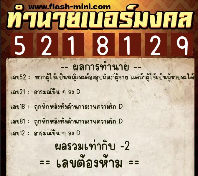 ทำนายเบอร์มงคล 0XX-5218129 ทำนายเบอร์มงคล หมายเลข 062-521812 ทำนายเบอร์มงคล 0XX-5218129 ทำนายเบอร์มงคล หมายเลข 062-521812
