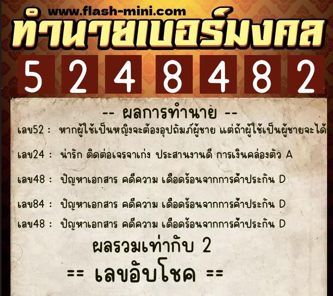 ทำนายเบอร์มงคล 0XX-5248482 ทำนายเบอร์มงคล หมายเลข 089-524848 ทำนายเบอร์มงคล 0XX-5248482 ทำนายเบอร์มงคล หมายเลข 089-524848