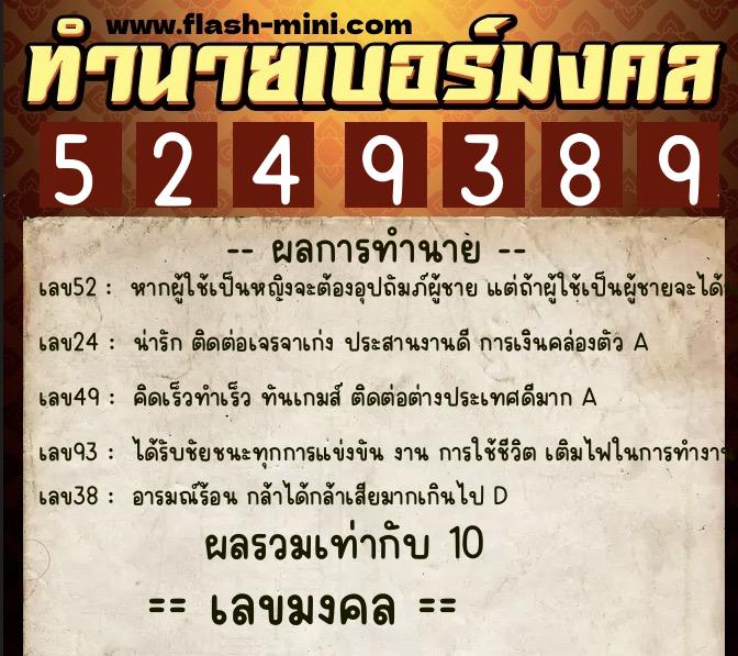 ทำนายเบอร์มงคล 0XX-5249389 ทำนายเบอร์มงคล หมายเลข 086-524938 ทำนายเบอร์มงคล 0XX-5249389 ทำนายเบอร์มงคล หมายเลข 086-524938