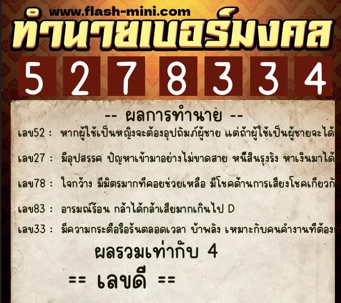 ทำนายเบอร์มงคล 0XX-5278334 ทำนายเบอร์มงคล หมายเลข 067-527833 ทำนายเบอร์มงคล 0XX-5278334 ทำนายเบอร์มงคล หมายเลข 067-527833