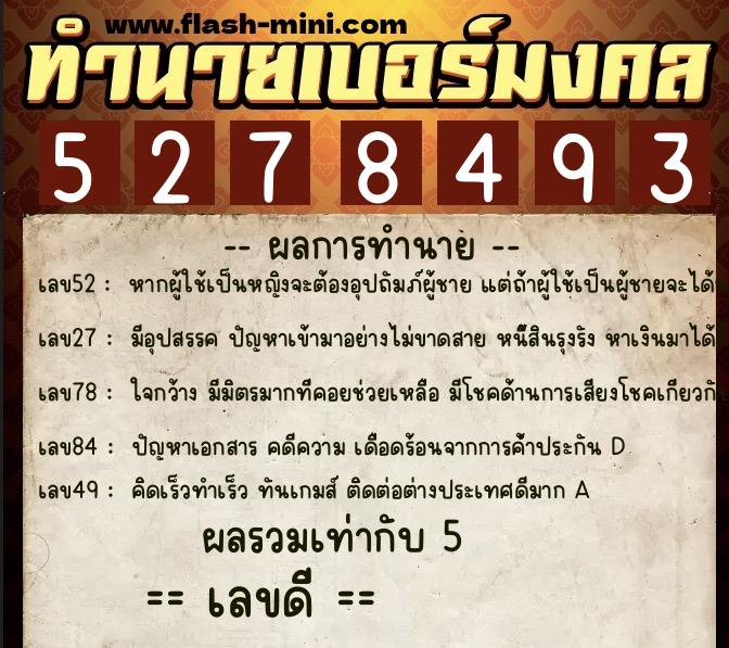 ทำนายเบอร์มงคล 0XX-5278493 ทำนายเบอร์มงคล หมายเลข 084-527849 ทำนายเบอร์มงคล 0XX-5278493 ทำนายเบอร์มงคล หมายเลข 084-527849