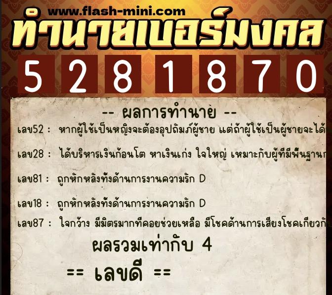 ทำนายเบอร์มงคล 0XX-5281870 ทำนายเบอร์มงคล หมายเลข 069-528187 ทำนายเบอร์มงคล 0XX-5281870 ทำนายเบอร์มงคล หมายเลข 069-528187