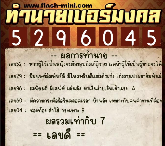 ทำนายเบอร์มงคล 0XX-5296045 ทำนายเบอร์มงคล หมายเลข 066-529604 ทำนายเบอร์มงคล 0XX-5296045 ทำนายเบอร์มงคล หมายเลข 066-529604