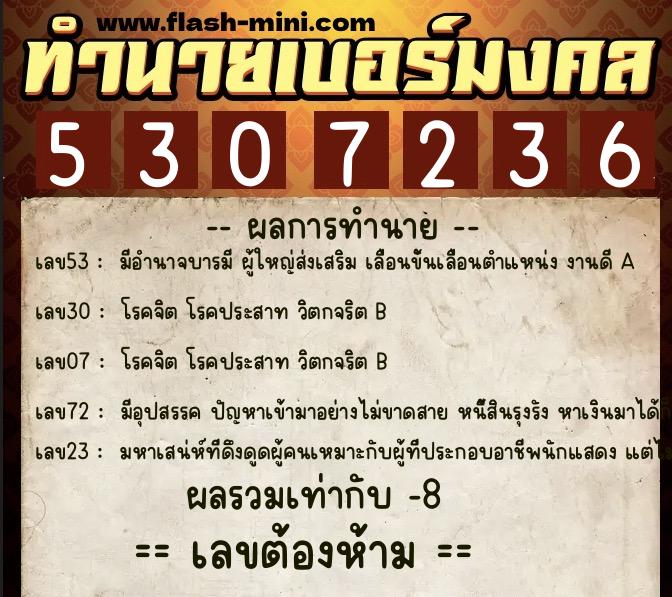 ทำนายเบอร์มงคล 0XX-5307236 ทำนายเบอร์มงคล หมายเลข 099-530723 ทำนายเบอร์มงคล 0XX-5307236 ทำนายเบอร์มงคล หมายเลข 099-530723