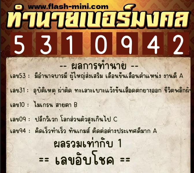 ทำนายเบอร์มงคล 0XX-5310942 ทำนายเบอร์มงคล หมายเลข 095-531094 ทำนายเบอร์มงคล 0XX-5310942 ทำนายเบอร์มงคล หมายเลข 095-531094