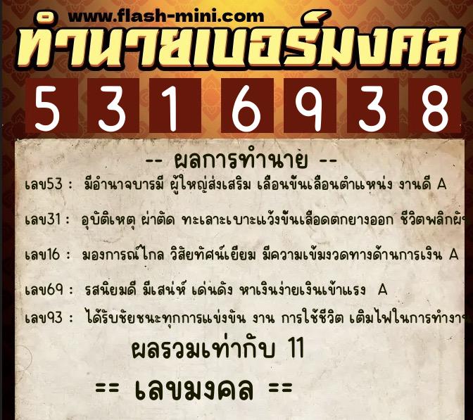 ทำนายเบอร์มงคล 0XX-5316938 ทำนายเบอร์มงคล หมายเลข 095-531693 ทำนายเบอร์มงคล 0XX-5316938 ทำนายเบอร์มงคล หมายเลข 095-531693