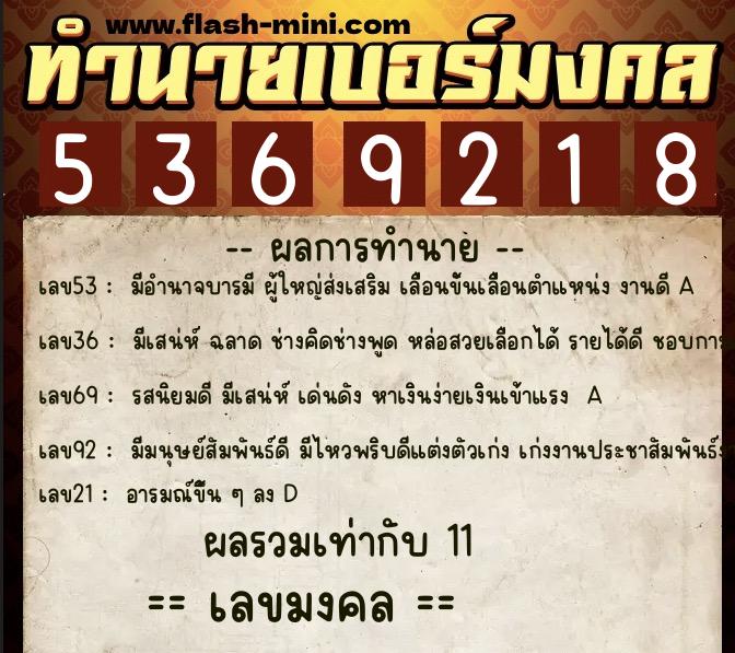 ทำนายเบอร์มงคล 0XX-5369218 ทำนายเบอร์มงคล หมายเลข 068-536921 ทำนายเบอร์มงคล 0XX-5369218 ทำนายเบอร์มงคล หมายเลข 068-536921