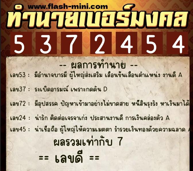 ทำนายเบอร์มงคล 0XX-5372454 ทำนายเบอร์มงคล หมายเลข 081-537245 ทำนายเบอร์มงคล 0XX-5372454 ทำนายเบอร์มงคล หมายเลข 081-537245