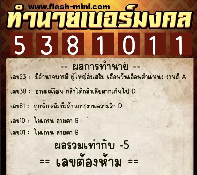 ทำนายเบอร์มงคล 0XX-5381011 ทำนายเบอร์มงคล หมายเลข 093-538101 ทำนายเบอร์มงคล 0XX-5381011 ทำนายเบอร์มงคล หมายเลข 093-538101