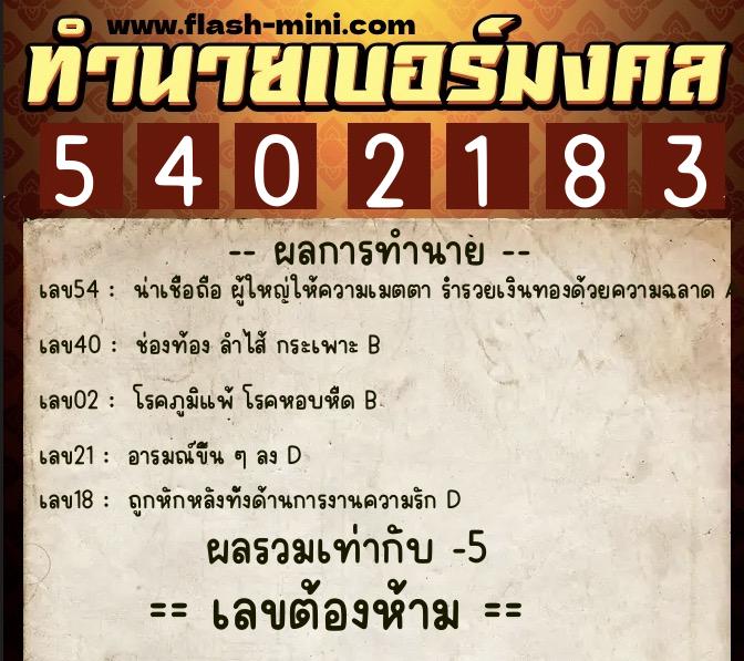 ทำนายเบอร์มงคล 0XX-5402183 ทำนายเบอร์มงคล หมายเลข 097-540218 ทำนายเบอร์มงคล 0XX-5402183 ทำนายเบอร์มงคล หมายเลข 097-540218