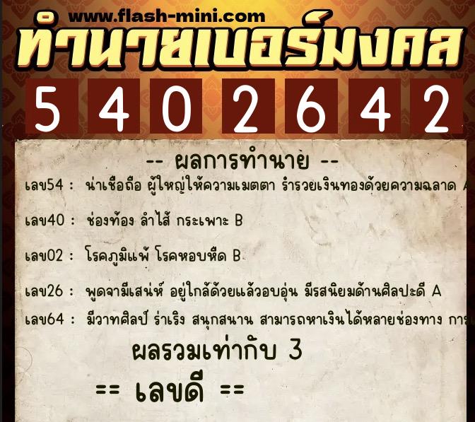 ทำนายเบอร์มงคล 0XX-5402642 ทำนายเบอร์มงคล หมายเลข 087-540264 ทำนายเบอร์มงคล 0XX-5402642 ทำนายเบอร์มงคล หมายเลข 087-540264