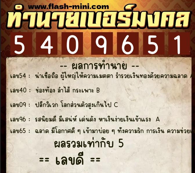 ทำนายเบอร์มงคล 0XX-5409651 ทำนายเบอร์มงคล หมายเลข 081-540965 ทำนายเบอร์มงคล 0XX-5409651 ทำนายเบอร์มงคล หมายเลข 081-540965