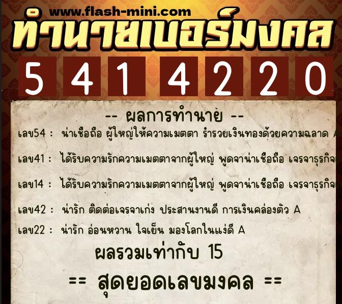 ทำนายเบอร์มงคล 0XX-5414220 ทำนายเบอร์มงคล หมายเลข 094-541422 ทำนายเบอร์มงคล 0XX-5414220 ทำนายเบอร์มงคล หมายเลข 094-541422