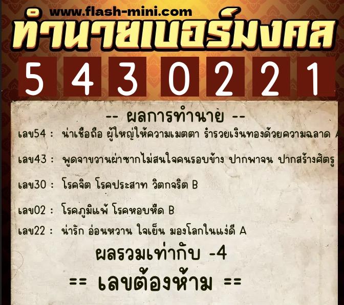 ทำนายเบอร์มงคล 0XX-5430221 ทำนายเบอร์มงคล หมายเลข 061-543022 ทำนายเบอร์มงคล 0XX-5430221 ทำนายเบอร์มงคล หมายเลข 061-543022