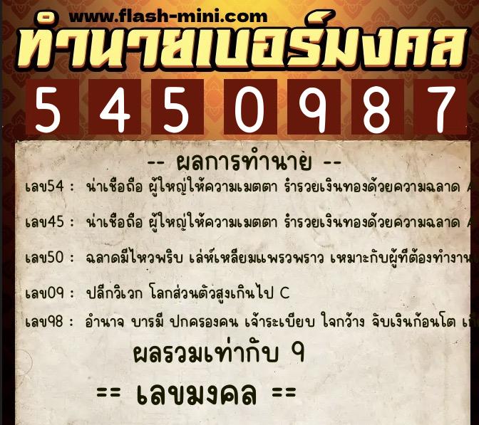 ทำนายเบอร์มงคล 0XX-5450987 ทำนายเบอร์มงคล หมายเลข 064-545098 ทำนายเบอร์มงคล 0XX-5450987 ทำนายเบอร์มงคล หมายเลข 064-545098