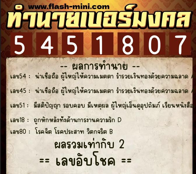 ทำนายเบอร์มงคล 0XX-5451807 ทำนายเบอร์มงคล หมายเลข 063-545180 ทำนายเบอร์มงคล 0XX-5451807 ทำนายเบอร์มงคล หมายเลข 063-545180