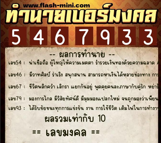 ทำนายเบอร์มงคล 0XX-5467933 ทำนายเบอร์มงคล หมายเลข 066-546793 ทำนายเบอร์มงคล 0XX-5467933 ทำนายเบอร์มงคล หมายเลข 066-546793
