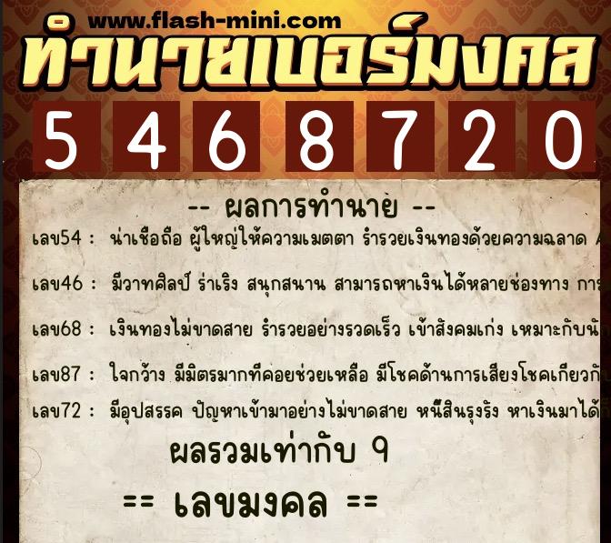 ทำนายเบอร์มงคล 0XX-5468720 ทำนายเบอร์มงคล หมายเลข 060-546872 ทำนายเบอร์มงคล 0XX-5468720 ทำนายเบอร์มงคล หมายเลข 060-546872